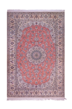 تصویر فرش دستباف نایین ۶ متری ۹لا پشم و ابریشم طرح لچک ترنج