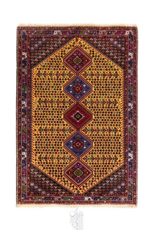 تصویر فرش دستباف ۴متری عشایری، یلمه، طرح تک حوضی
