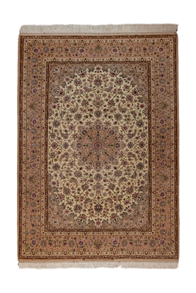تصویر اصفهان لچک ترنج؛رنگ گیاهی ؛چله ابریشم
