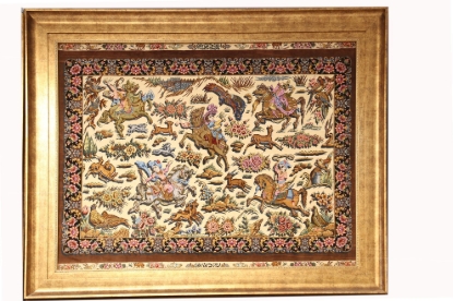 تصویر تابلو فرش دستباف، طرح شکارگاه، کد 236