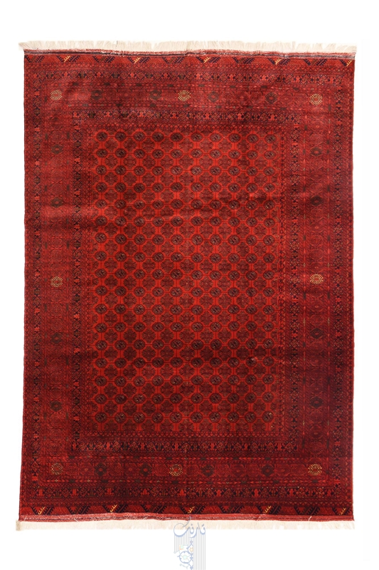 تصویر فرش دستباف ترکمن ۶متری ۴۰رج مرینوس طرح شیرین تکاب قرمز