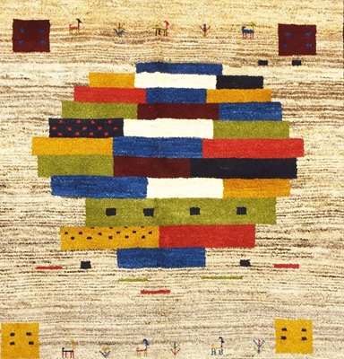تصویر فرش دستباف قشقایی، گبه، مربع، کد HJC1360