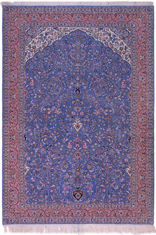 تصویر فرش دستباف یزد ۶متری ۸۰۰تن پشم طرح محرابی آبی (فروخته شده)