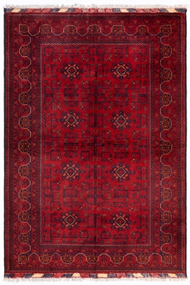 تصویر فرش دستباف ترکمن قالیچه ۳متری ۵۰رج کرک اعلا قرمز