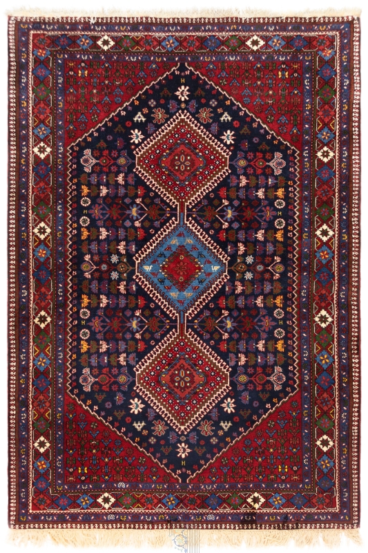 تصویر فرش دستباف ۳متری عشایری، یلمه، طرح تک حوضی