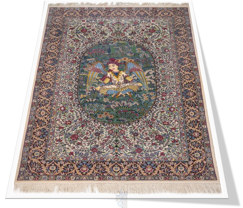 تصویر فرش دستباف کرمان، طرح فرشته سبزیکار، ۳متری، کد ABL96