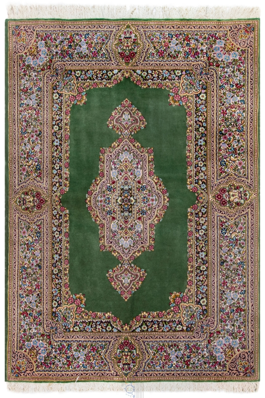 تصویر فرش دستباف کرمان، طرح کف ساده قاب قرآنی، ۳متری، کد ABL93