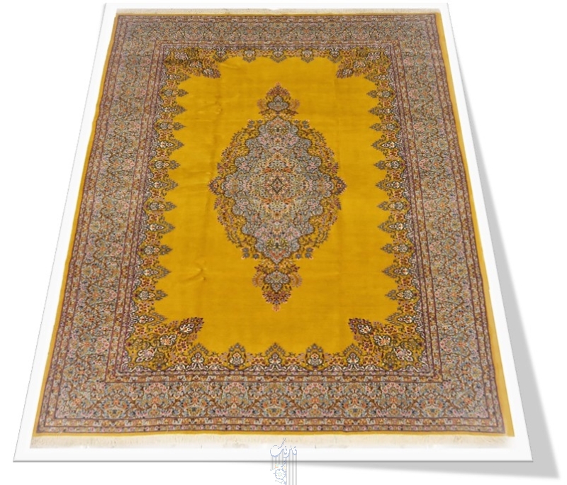 تصویر فرش دستباف کرمان، طرح کف ساده ترنجی، ۶متری، ۵۰رج، کد ABL213