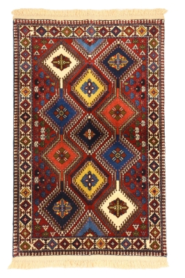 تصویر فرش دستباف یلمه ذرع و نیم ۳۰رج پشم طرح حوض درهم لاکی(فروخته شد)