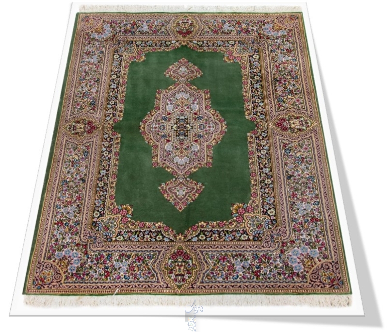 تصویر فرش دستباف کرمان، طرح کف ساده قاب قرآنی، ۳متری، کد ABL93