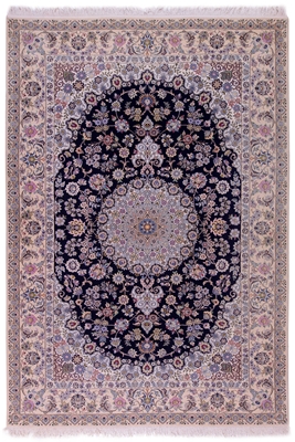 تصویر لچک ترنج نایین ۹لا قالیچه  گل ابریشم