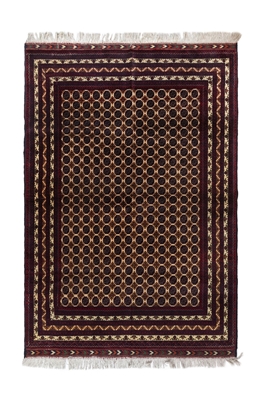 تصویر فرش دستباف ترکمن قالیچه ۳متری ۶۰رج کرک طرح خوجه رشنایی سورمه ای