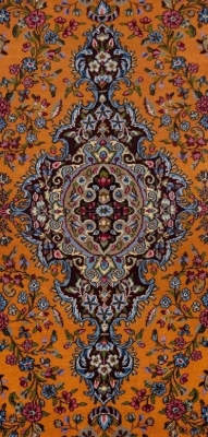 تصویر فرش دستباف کرمان ۴ متری پشم طرح لچک ترنج پرتقالی