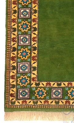 تصویر فرش دستباف ترکمن ذرع و نیم ۴۰رج پشم کف ساده سبز