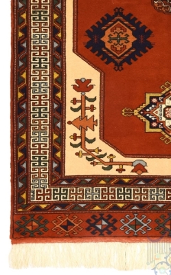 تصویر فرش دستباف ترکمن ۳ متری ۴۰رج پشم مدرن آجری