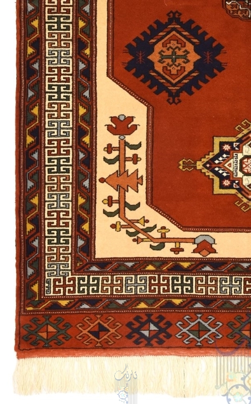 تصویر فرش دستباف ترکمن ۳ متری ۴۰رج پشم مدرن آجری