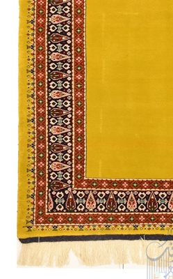 تصویر فرش دستباف ترکمن قالیچه ۳متری ۴۰رج پشم و ابریشم مدرن ساده زرد