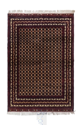 تصویر فرش دستباف ترکمن قالیچه ۳متری ۶۰رج کرک طرح خوجه رشنایی سورمه ای
