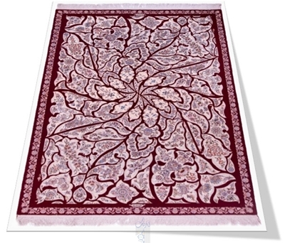 تصویر فرش دستباف نایین ۶متری ۷۰رج ۴لا چله ابریشم طرح انحصاری رقص گل قرمز