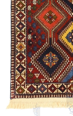 تصویر فرش دستباف یلمه ذرع و نیم ۳۰رج پشم طرح حوض درهم لاکی(فروخته شد)