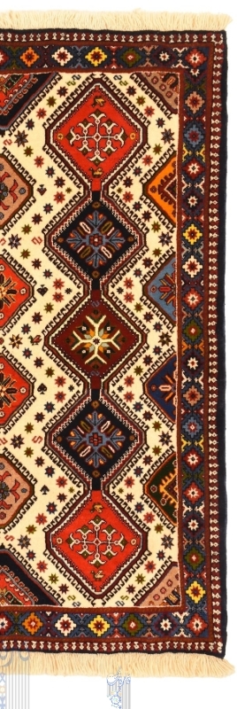 تصویر فرش دستباف یلمه ذرع و نیم ، عشایری  ، رنگ کرم