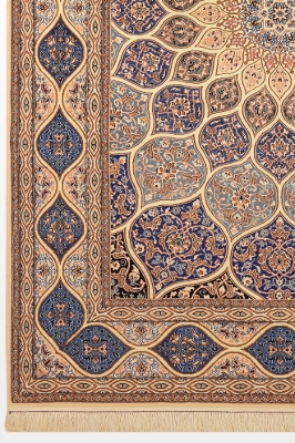 تصویر فرش دستباف نایین ۶ متری ۹لا پشم و ابریشم طرح گنبد آبی