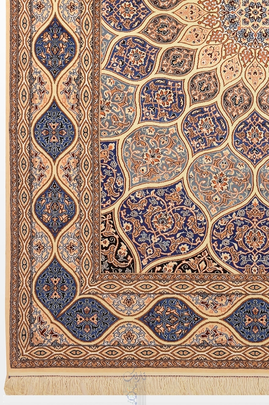 تصویر فرش دستباف نایین ۶ متری ۹لا پشم و ابریشم طرح گنبد آبی