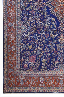 تصویر فرش دستباف کرمان (رفسنجان) ۱۲ متری ۴۰رج طرح ترنج آبی خاص پسند کارکرده