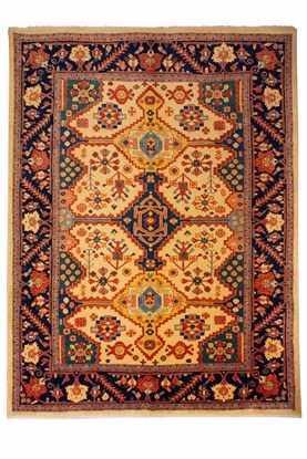تصویر فرش دستباف سلطان آباد اراک ۶متری ۳۵رج پشم طرح حوضی خردلی