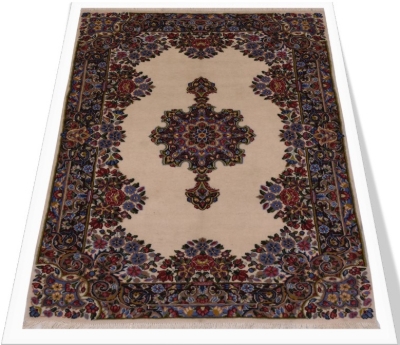 تصویر فرش دستباف کرمان ۲ متری ۴۰ رج پشم طرح کف ساده ترنجدار کرم(فروخته شد)