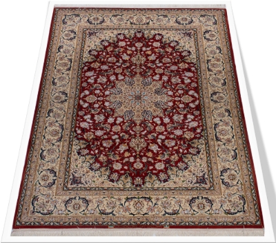 فرش دستباف اصفهان ۶ متری لچک ترنج لاکی