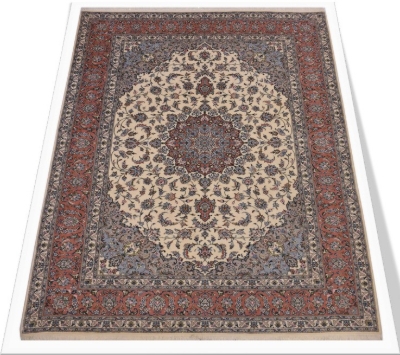 فرش دستباف اردکان 9متری طرح لچک ترنج کرم