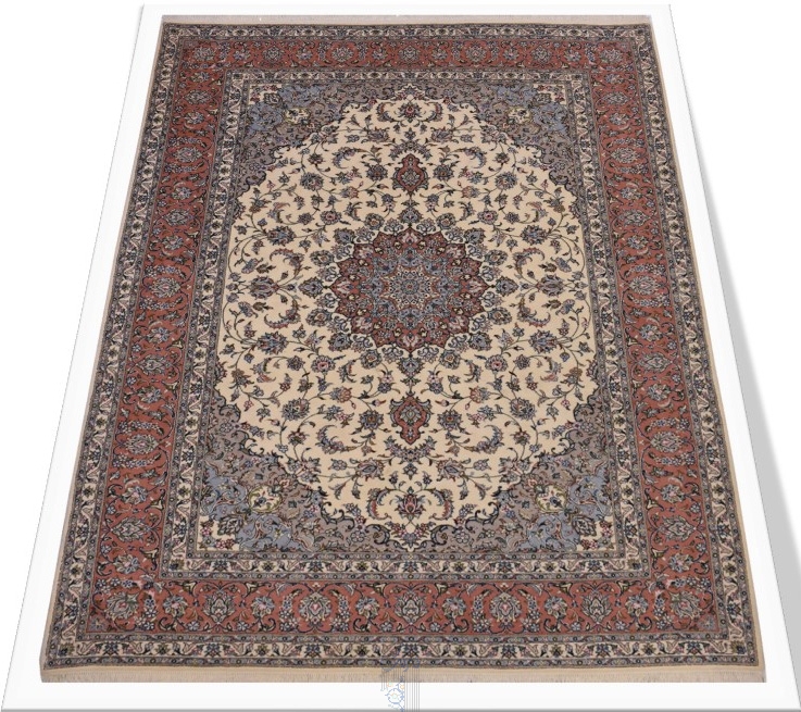 فرش دستباف اردکان 9متری طرح لچک ترنج کرم