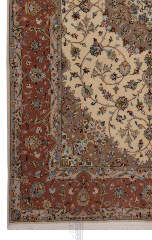 تصویر فرش دستباف کاشان۶ متری ۳۰ رج لچک و ترنج کرم (فروخته شد)