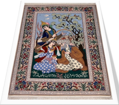 تصویر فرش دستباف اصفهان ذرع و نیم ۶۰ رج بزم خیام الوان