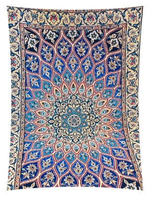 تصویر فرش دستباف نایین ذرع و چارک  ۹لا طرح گنبد آبی